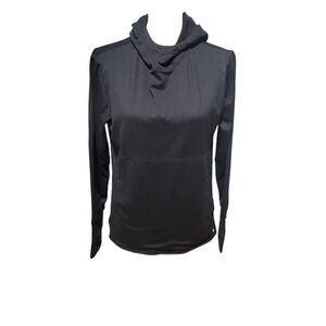 Apana black workout hoodie with front pocket and long sleeves, size large